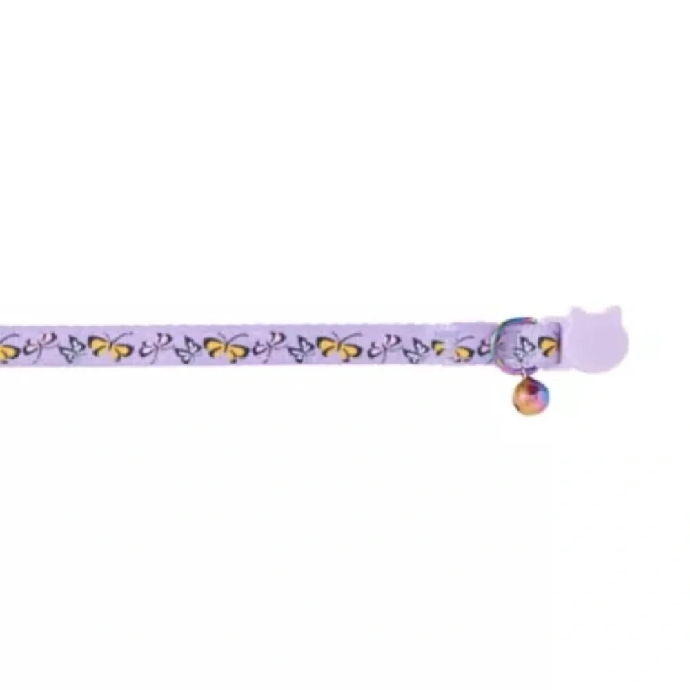 🐈 Whisker City Purple Cat Collar with Bell & Butterfly Design Adj Breakaway NWT